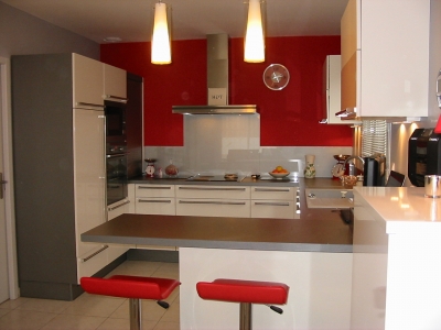 Modele cuisine rouge blanc
