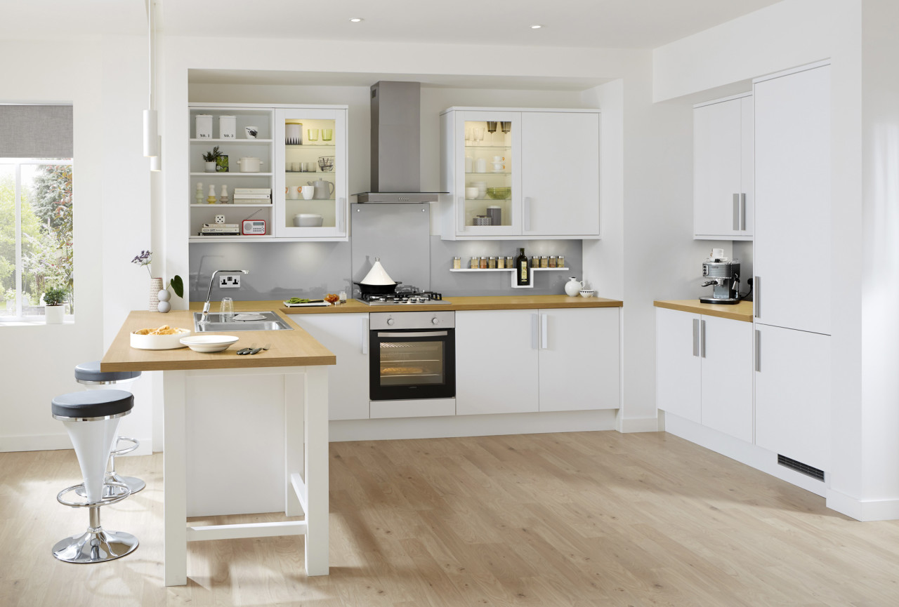 Modele cuisine blanc et bois