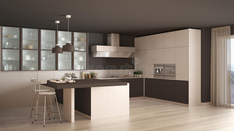 Photo cuisine blanche et brune