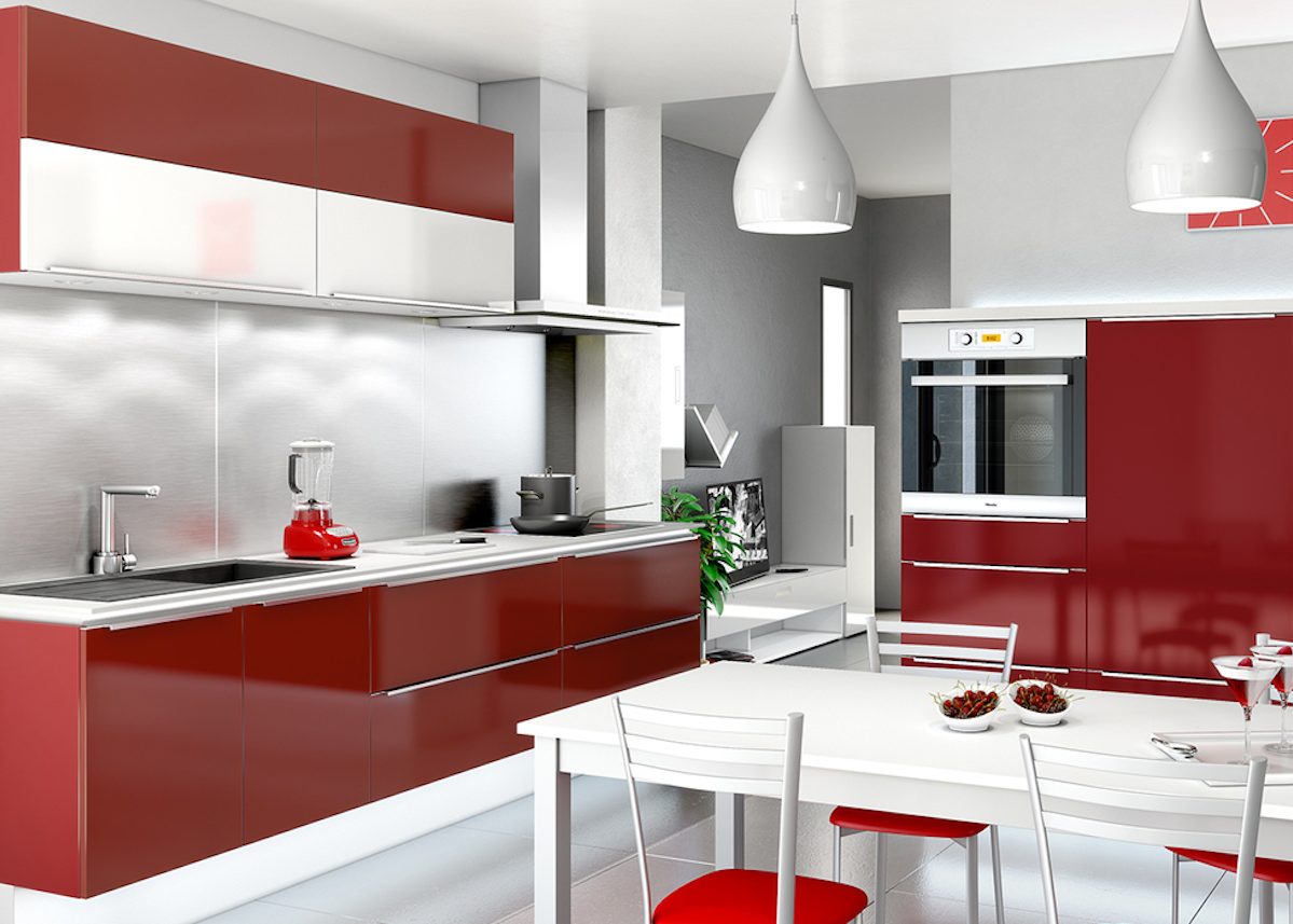 Decoration cuisine blanche et rouge
