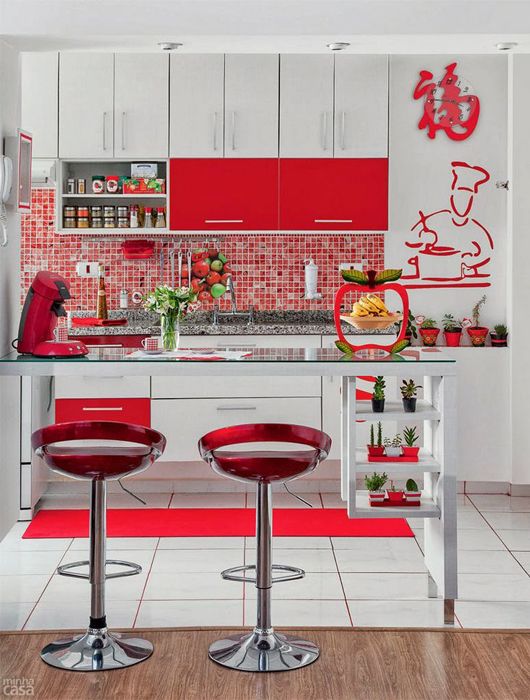 Decoration cuisine rouge et blanc