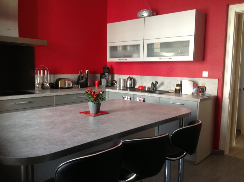 Modele cuisine blanc et rouge