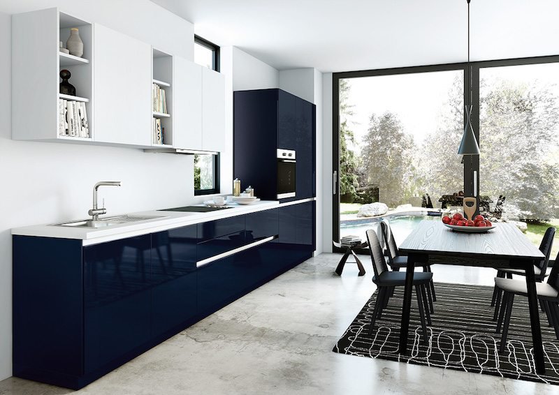 Decoration cuisine bleu gris