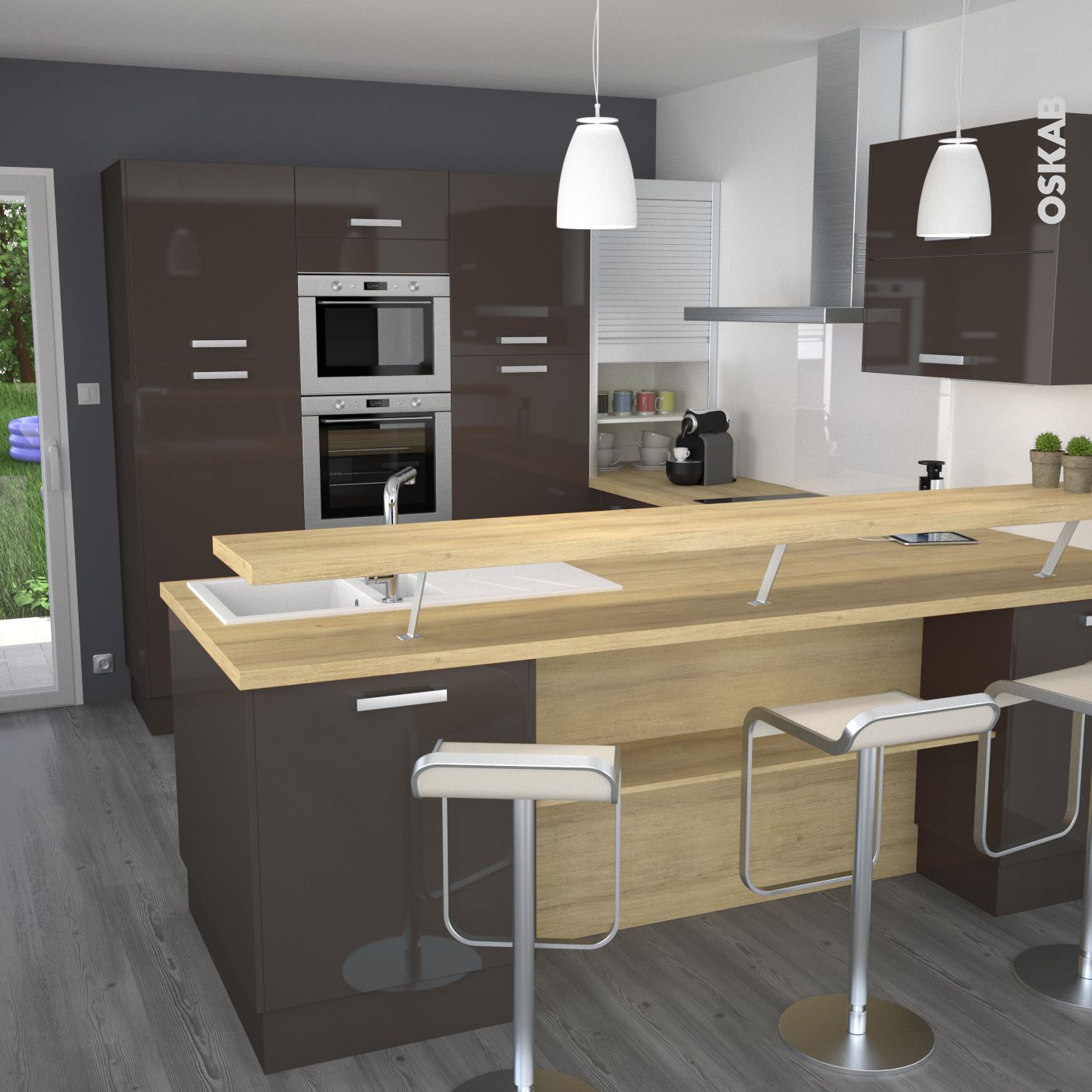 Plan de cuisine avec bar