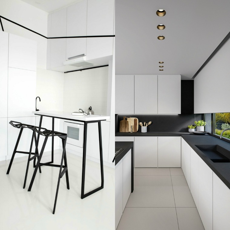 Photo cuisine blanche et noire