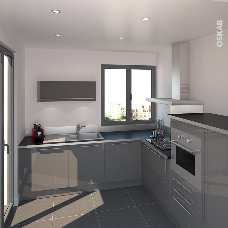 Carrelage gris cuisine grise