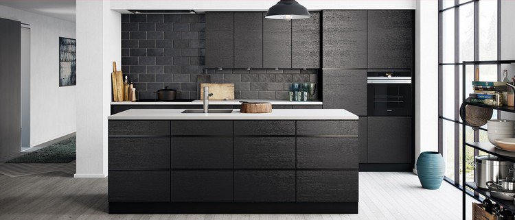 Photo de cuisine noir et gris