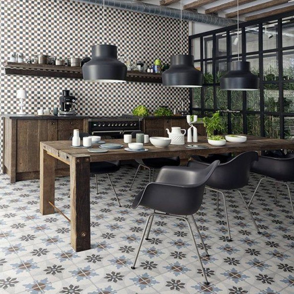 Carrelage sol cuisine style ancien