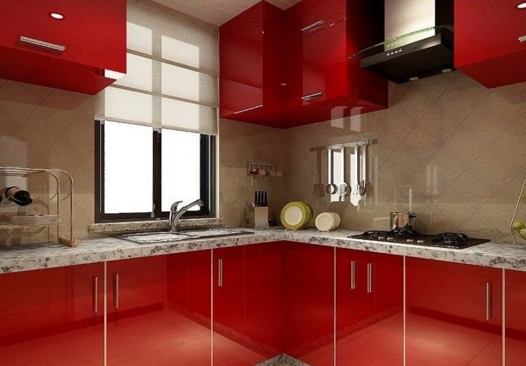 Modele cuisine rouge bordeaux