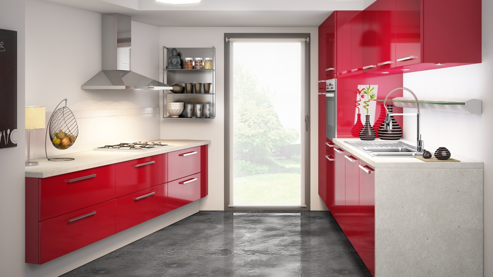 Carrelage sol pour cuisine rouge