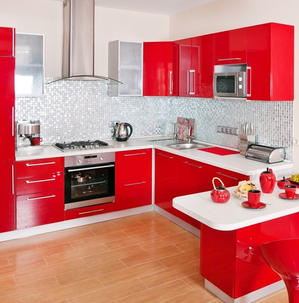 Decoration cuisine rouge et gris
