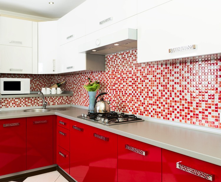 Carrelage blanc rouge