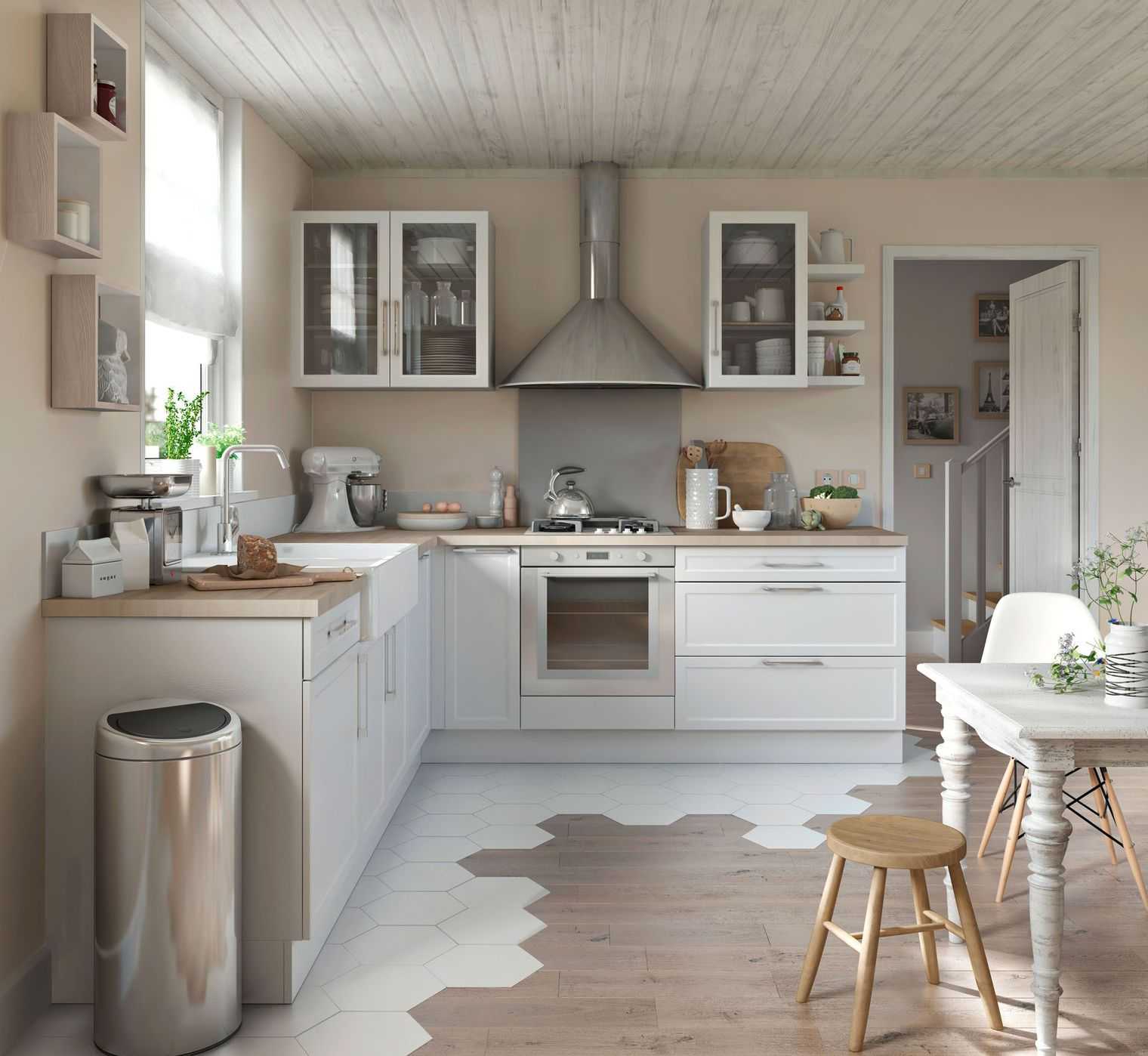 Deco cuisine taupe blanc