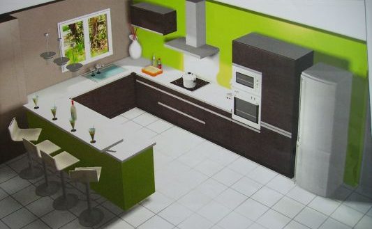 Deco cuisine verte et marron