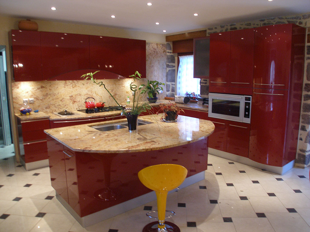 Plan de travail cuisine granit rose