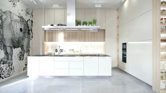 Carrelage cuisine sol gris