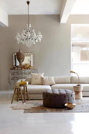Carrelage gris mur taupe