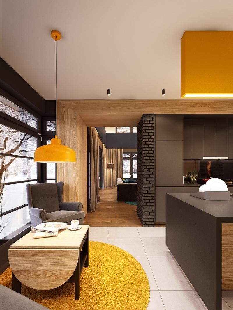 Deco cuisine jaune et marron