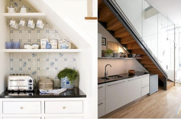 Amenagement petite cuisine sous escalier