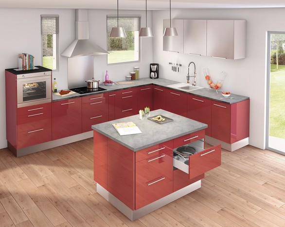 Plan de travail cuisine ilot central