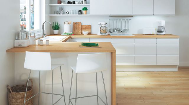 Deco cuisine blanche et bois