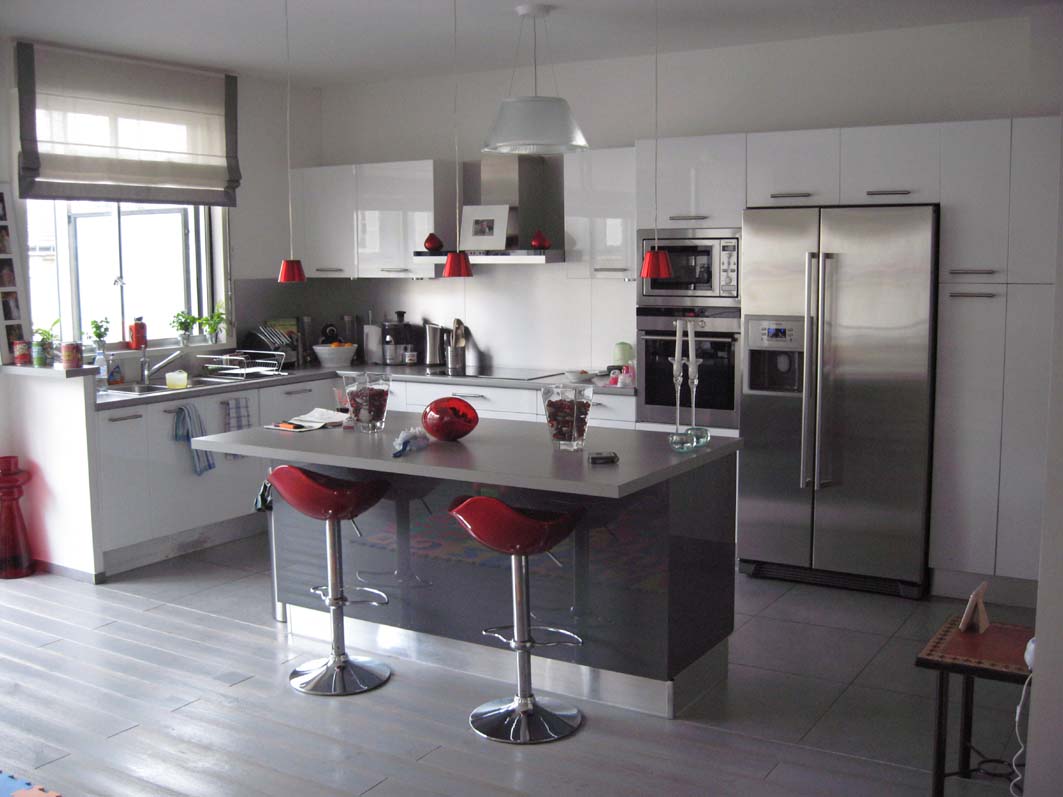 Deco cuisine ouverte grise