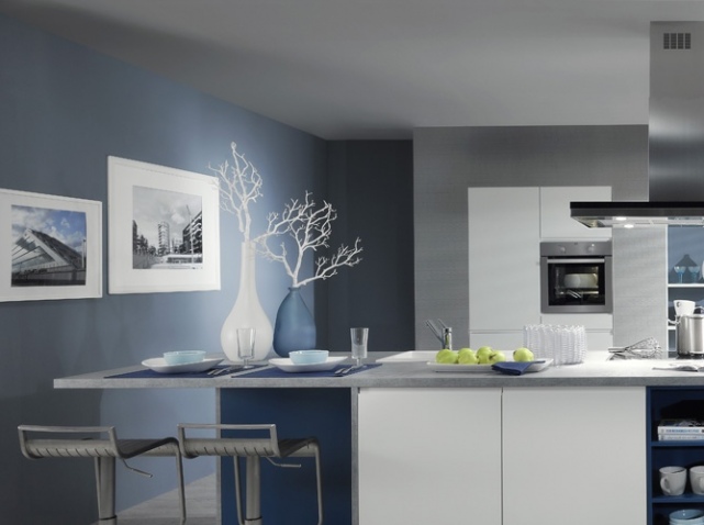 Deco cuisine bleu et beige