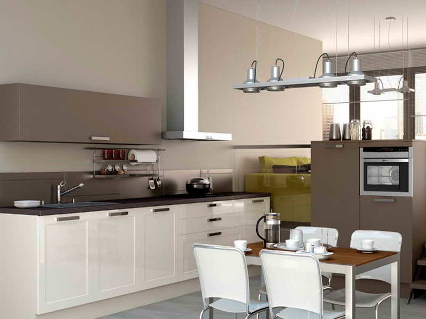 Déco cuisine blanc et beige
