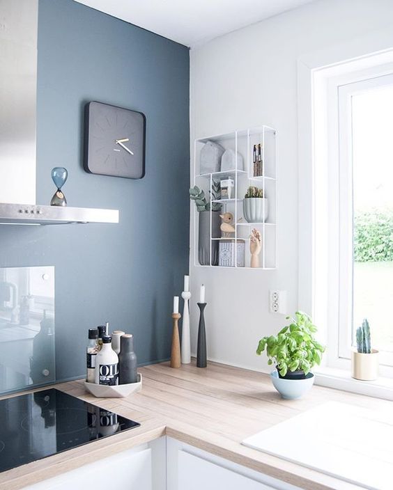 Déco cuisine gris et bleu