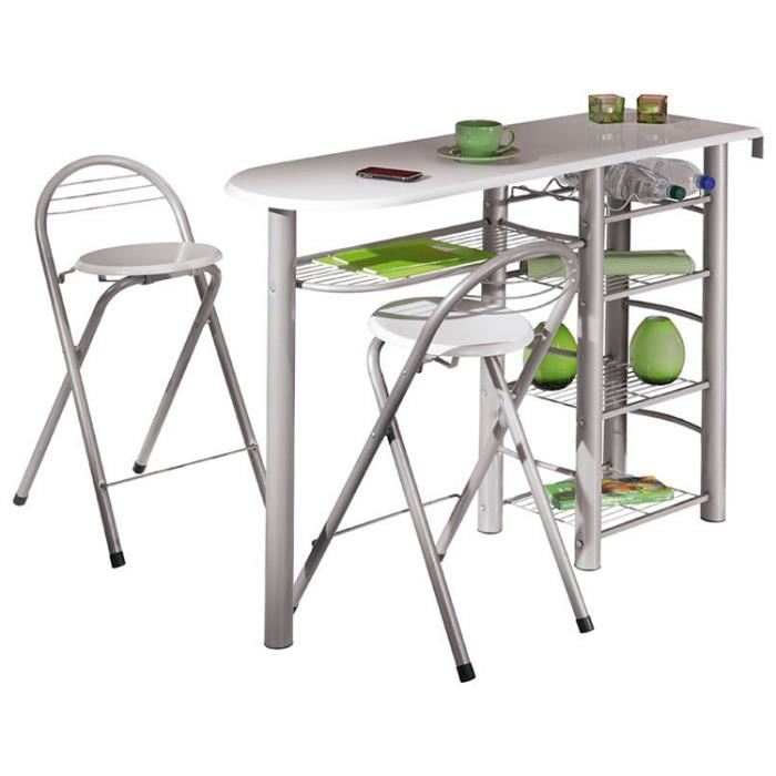 Table haute avec tabouret blanc