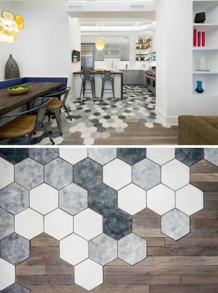 Carrelage hexagonal adhesif