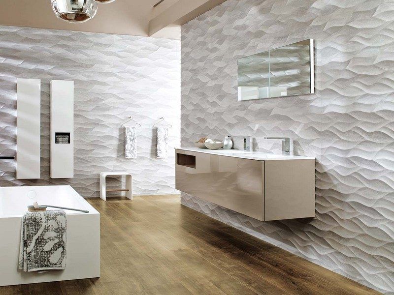 Carrelage blanc ondulé