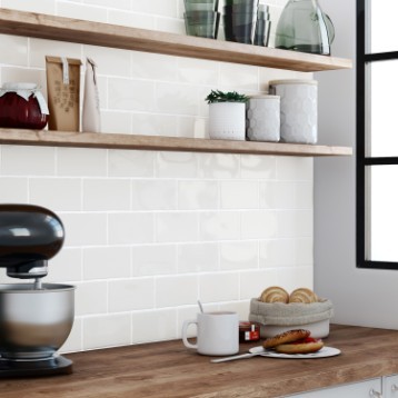 Carrelage mural en faïence blanc brillant 10.8 x 10.8 cm