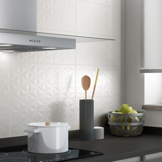 Carrelage blanc marbré gris