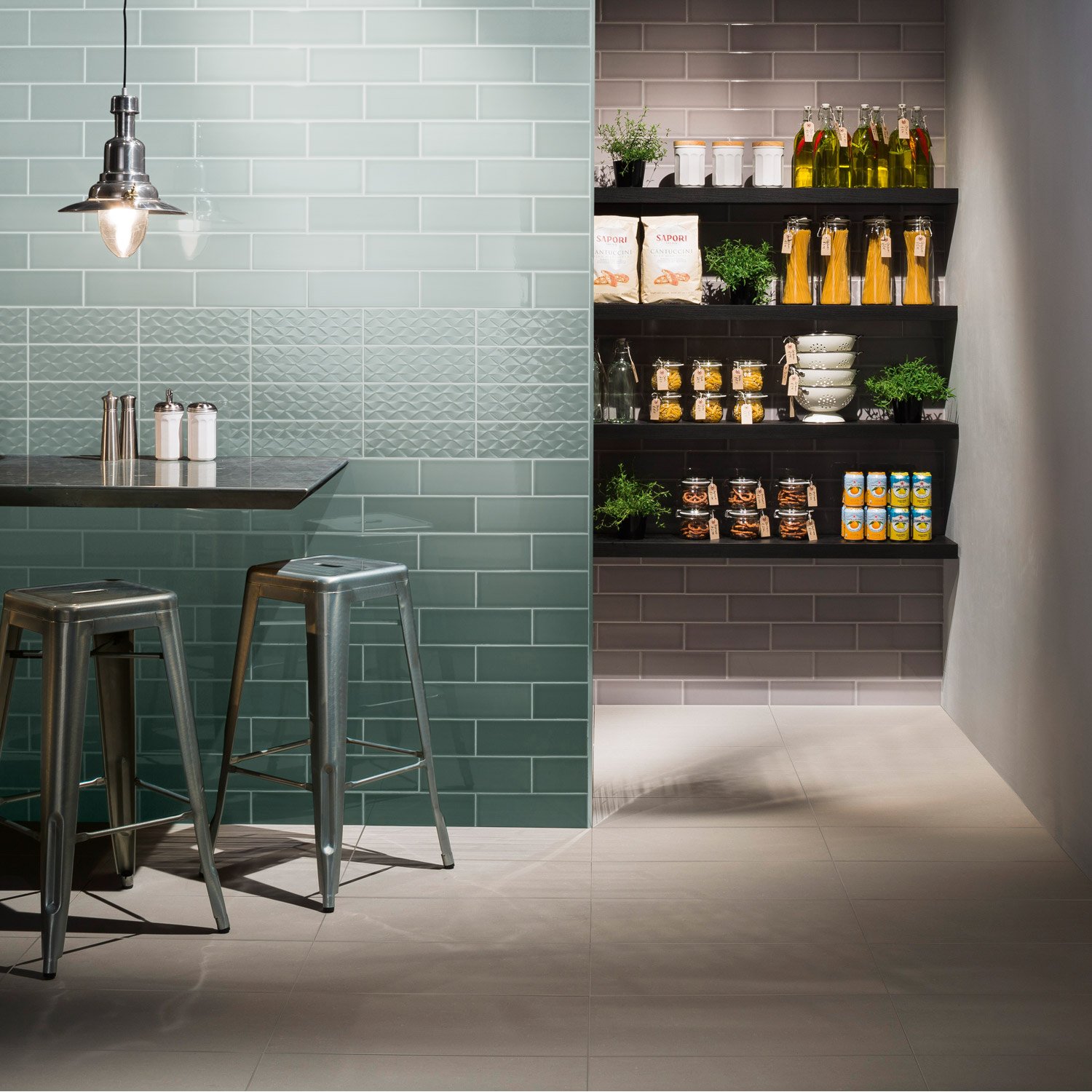 Carrelage mur cuisine vert