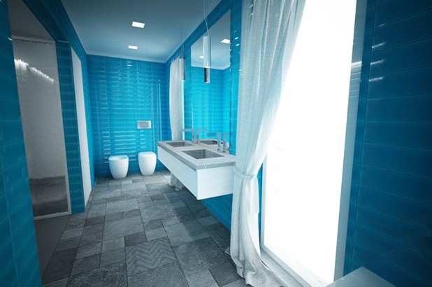 Carrelage salle de bain turquoise