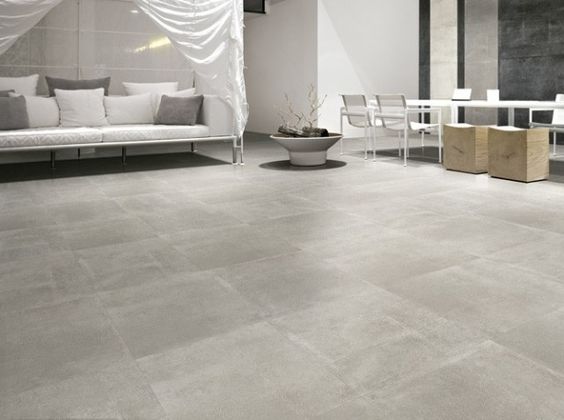 Carrelage gris brillant salon