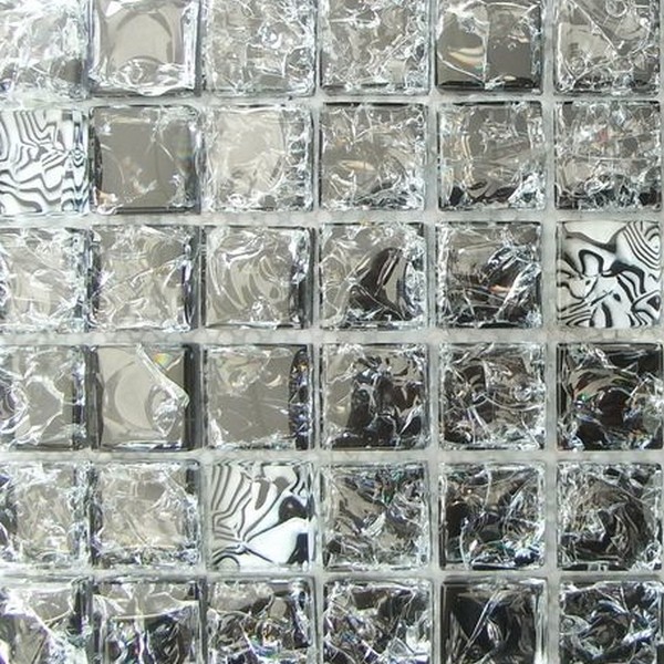 Carrelage mosaique argent
