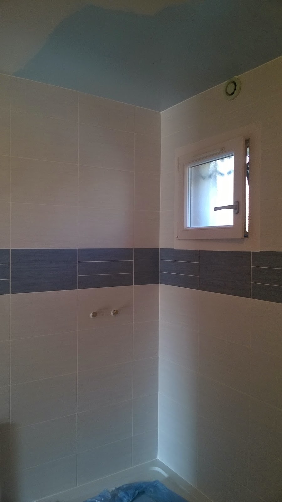 Carrelage frise bleu