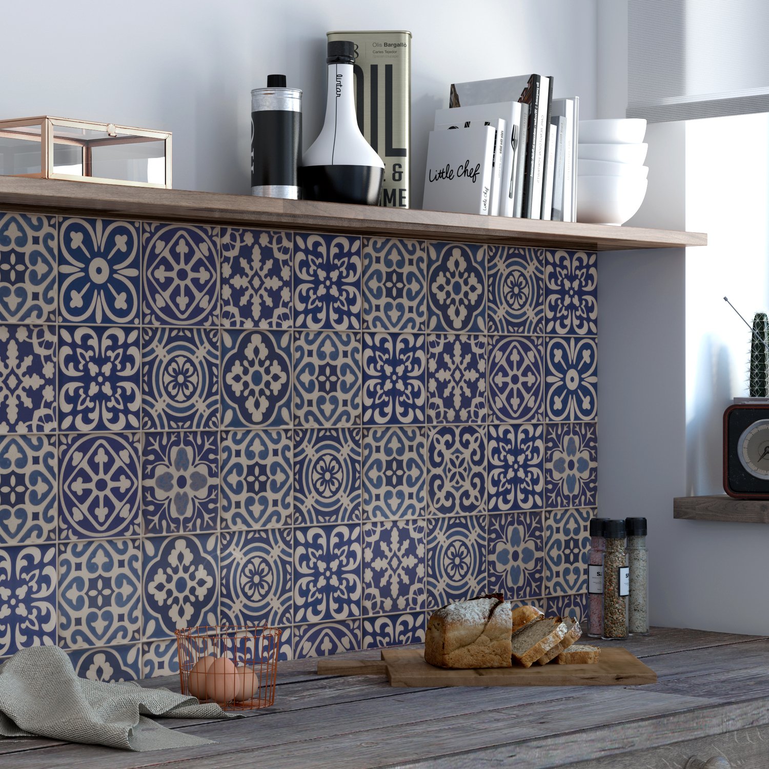 Carrelage baroque bleu