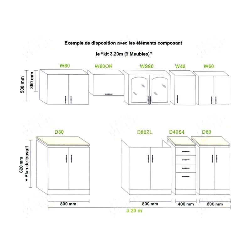 Meuble haut cuisine hauteur 120