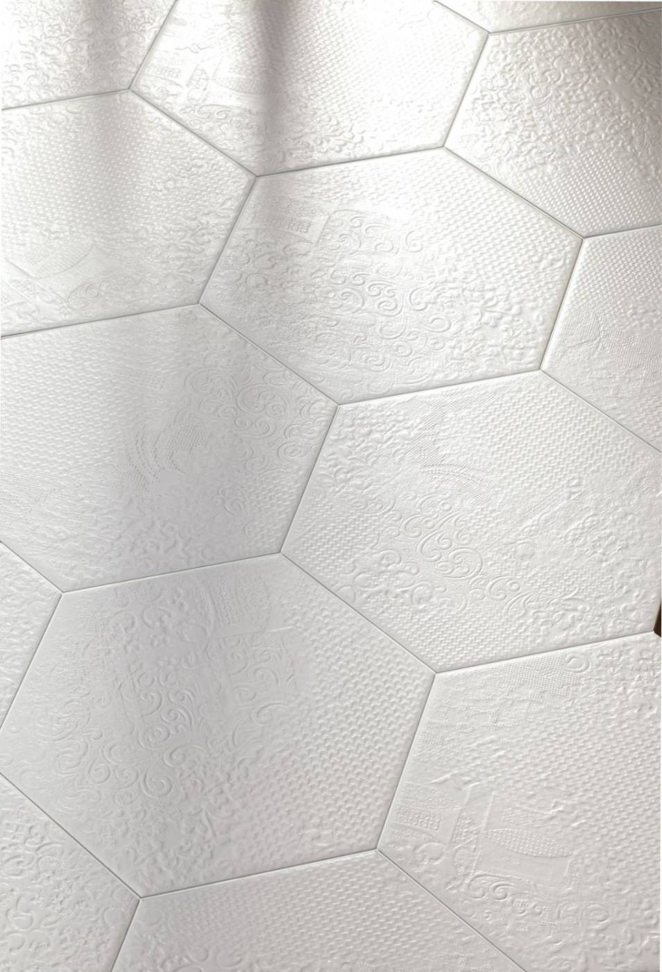 Carrelage blanc hexagonal