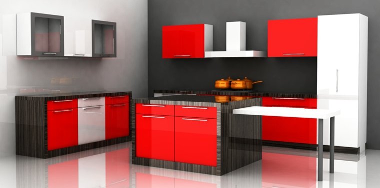 Décoration cuisine mur rouge
