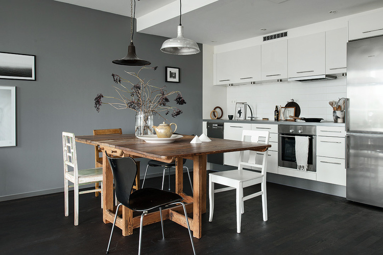 Decoration cuisine grise et bois