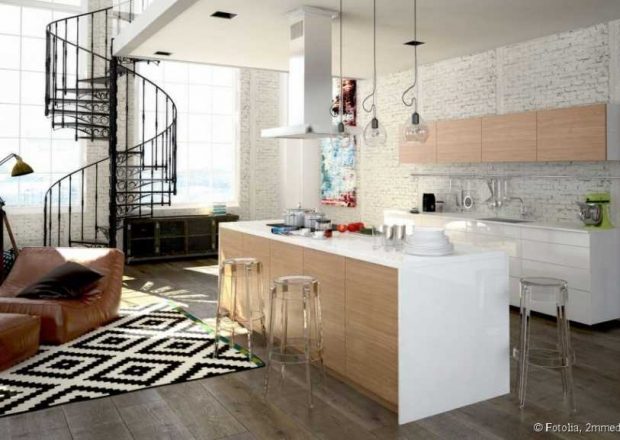 Modele de cuisine americaine avec ilot central