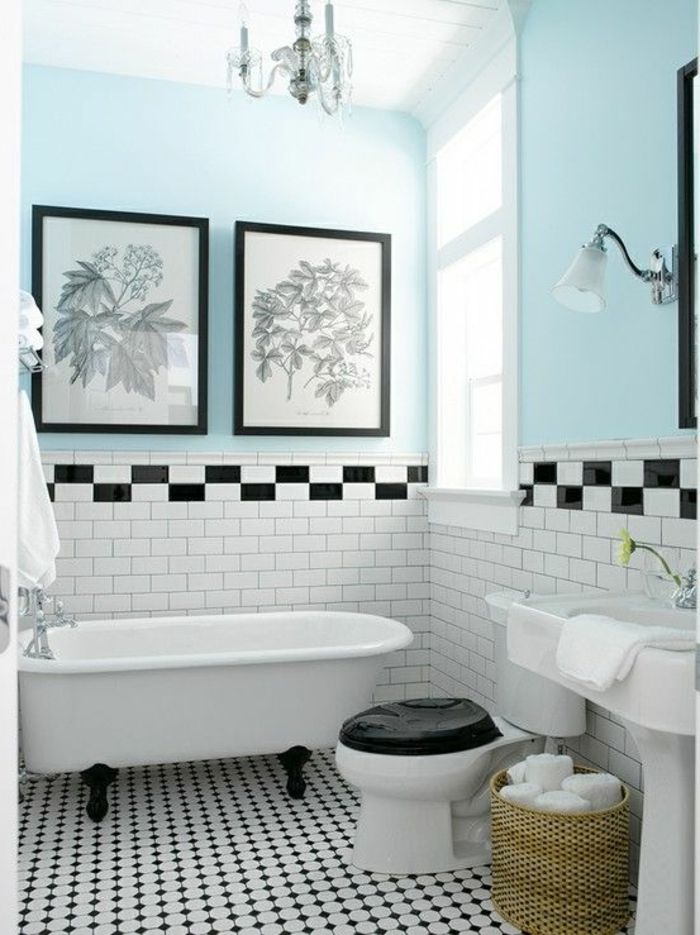 Deco salle de bain avec carrelage blanc