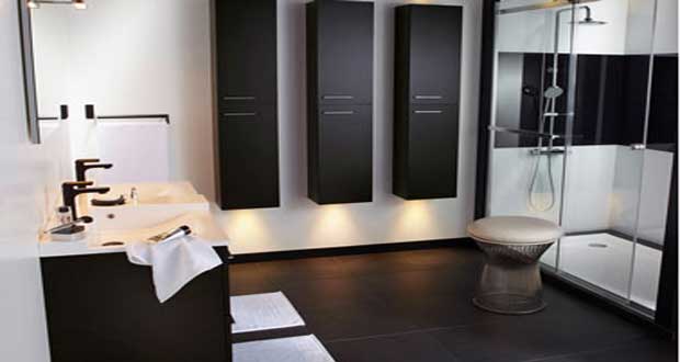Carrelage de salle de bain noir et blanc