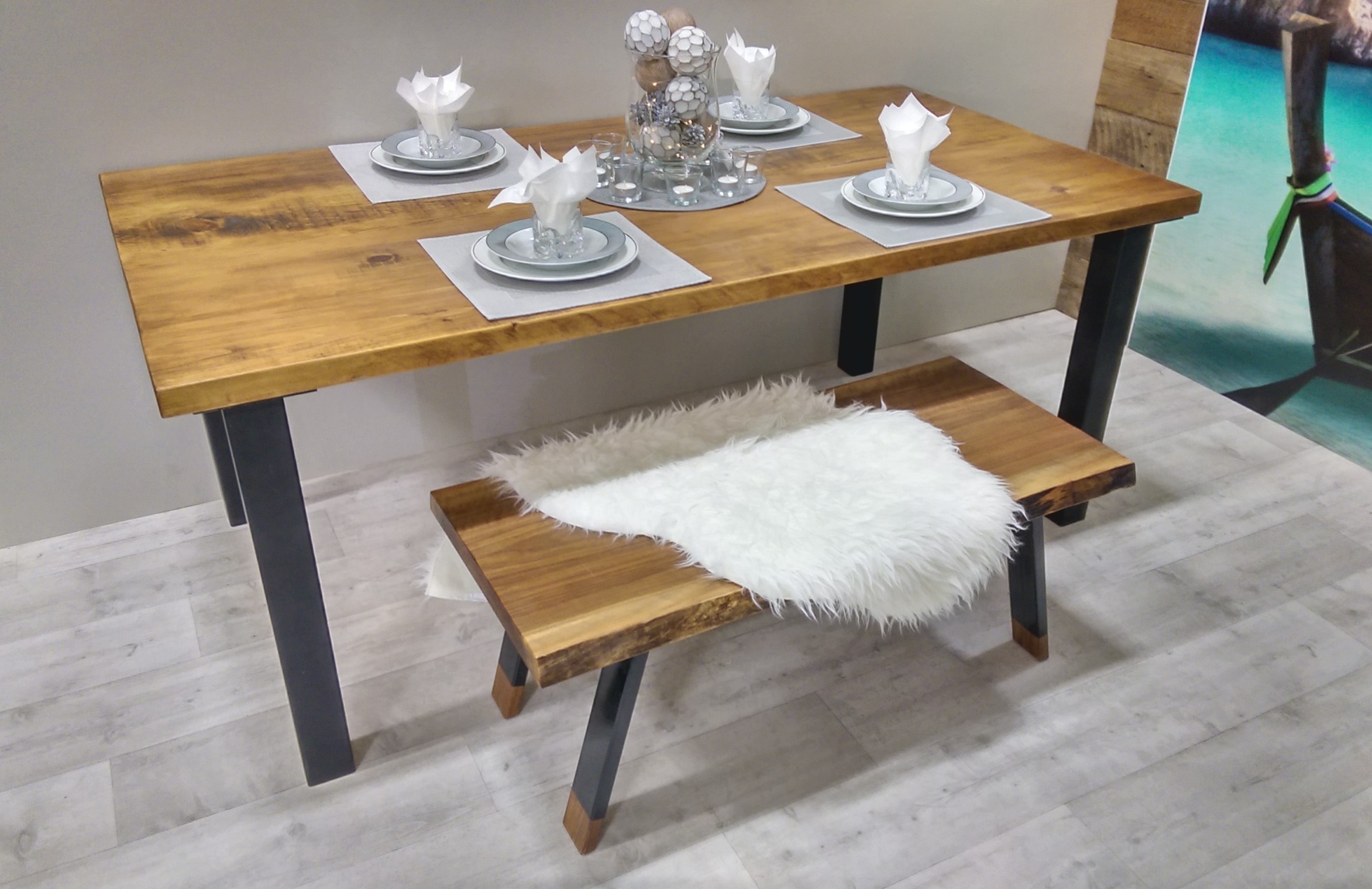 Table de cuisine en bois chene