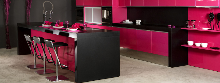 Plan de cuisine rose