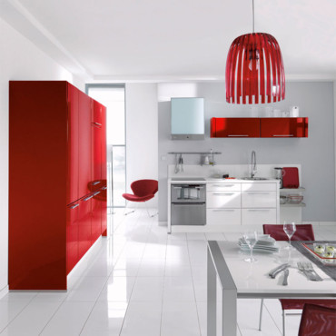 Photo cuisine rouge et jaune